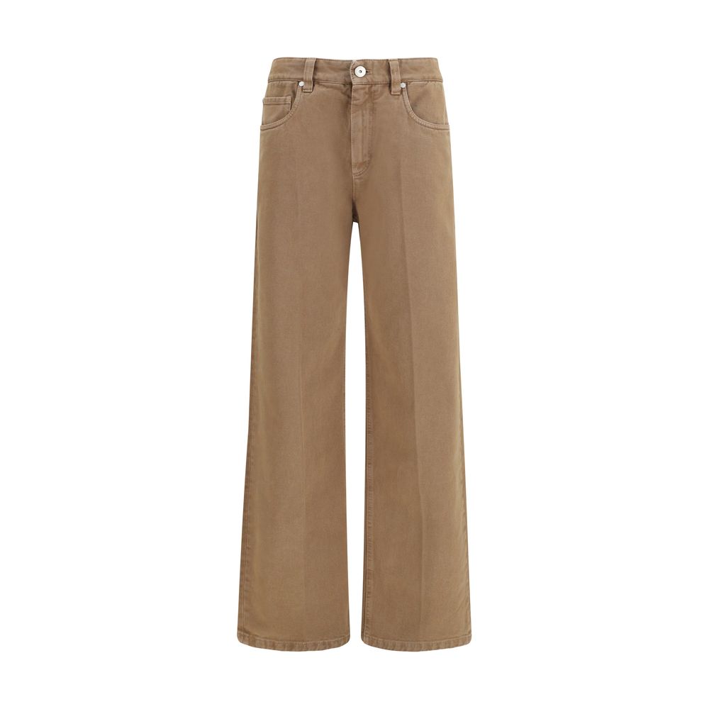 Brunello Cucinelli Braune Baumwolljeans mit geradem Bein