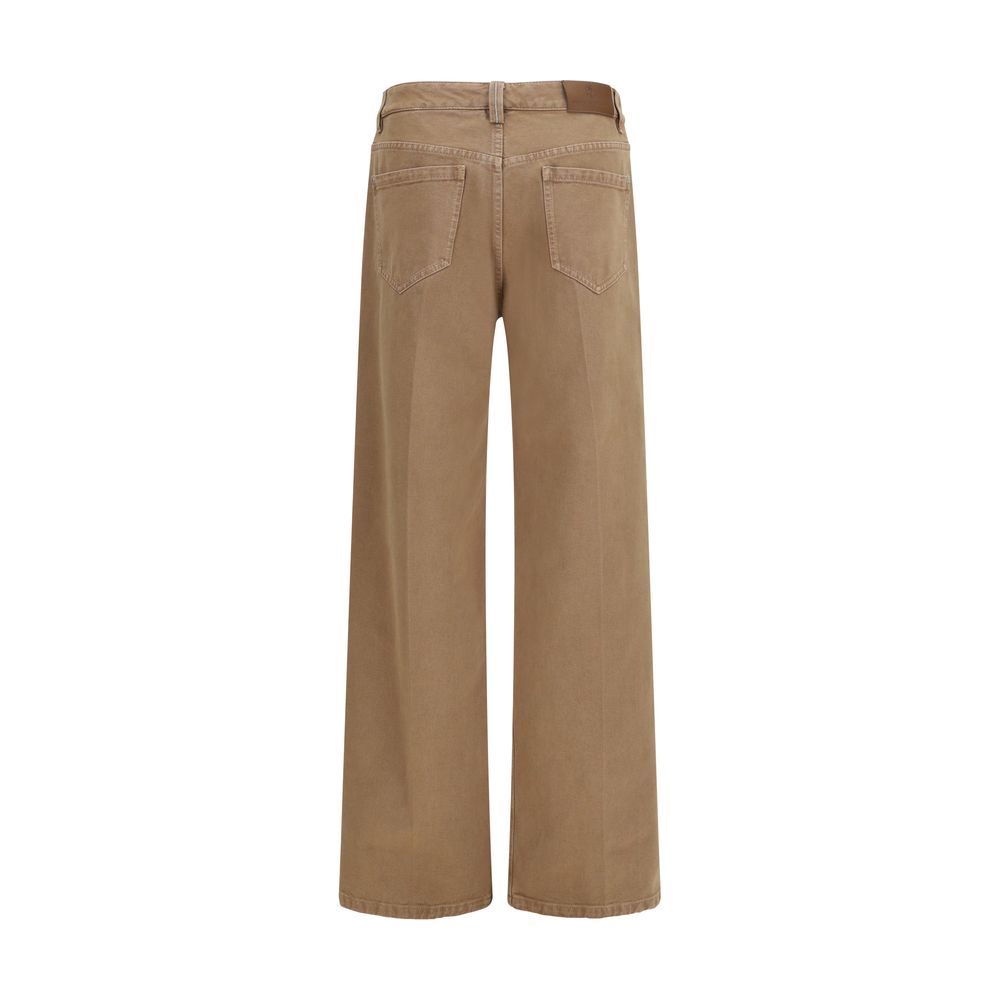Brunello Cucinelli Braune Baumwolljeans mit geradem Bein