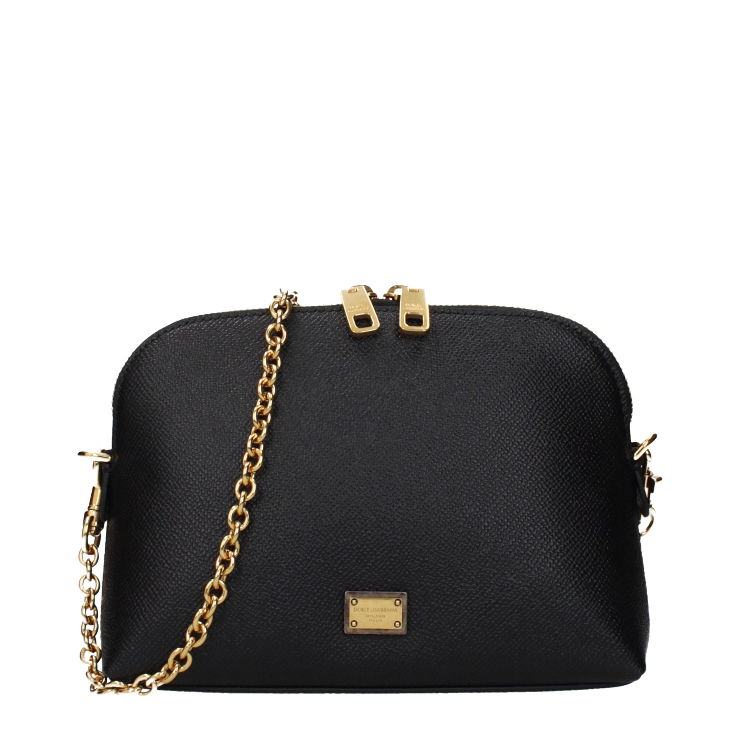 Dolce & Gabbana Schwarze Leder Umhängetasche