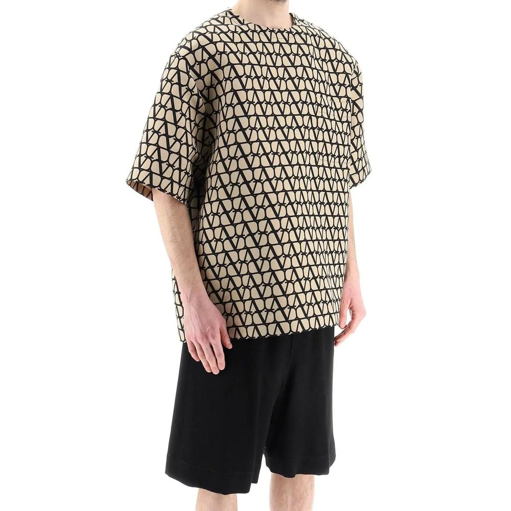 Valentino Garavani Braunes Seiden-T-Shirt