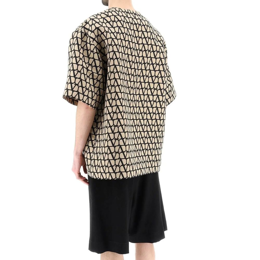 Valentino Garavani Braunes Seiden-T-Shirt