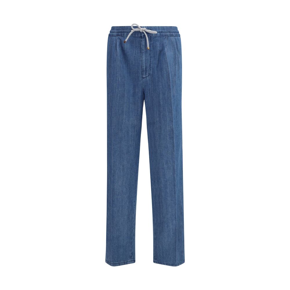 Brunello Cucinelli Blaue Baumwoll-Freizeithose