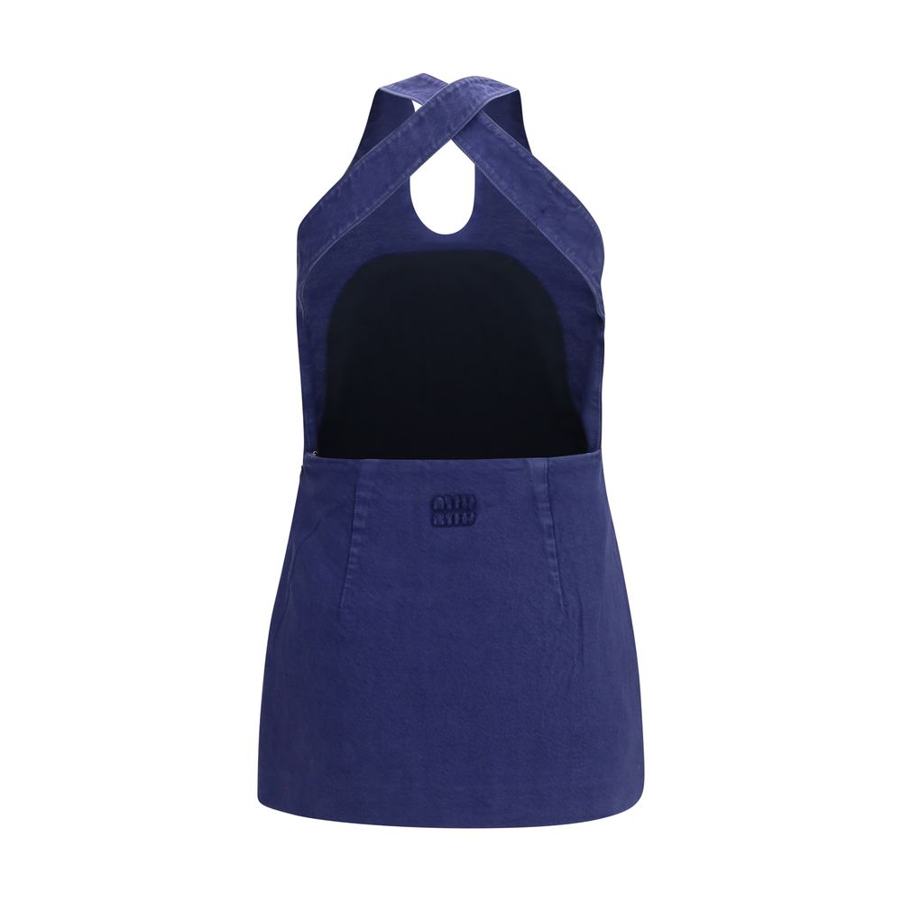 Miu Miu Blaues Baumwoll-Freizeitkleid