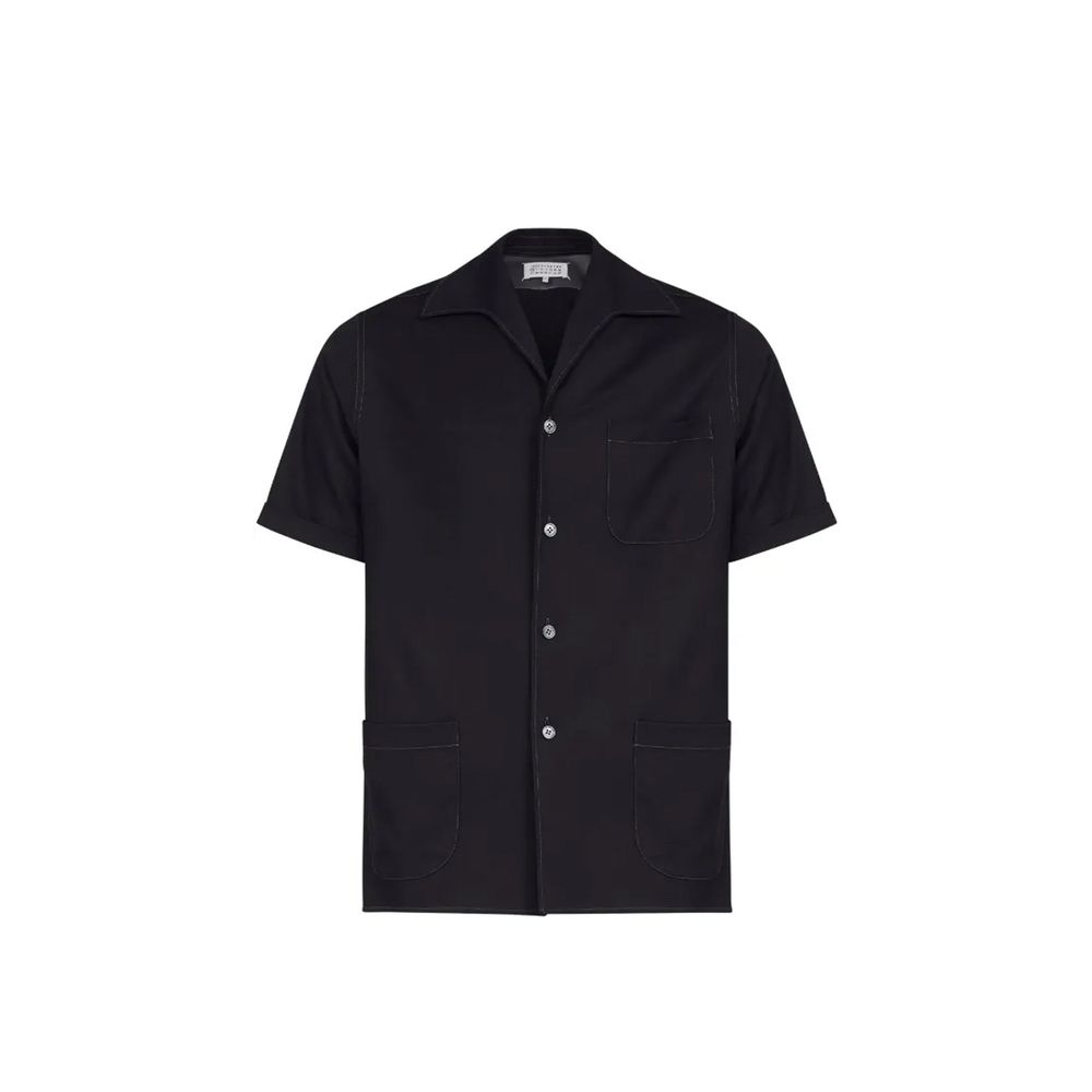 Maison Margiela Schwarzes Woll-Shirt mit kurzen Ärmeln