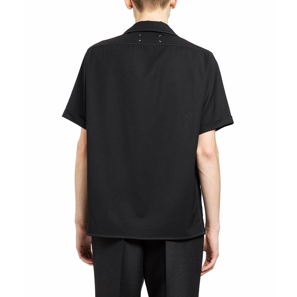 Maison Margiela Schwarzes Woll-Shirt mit kurzen Ärmeln