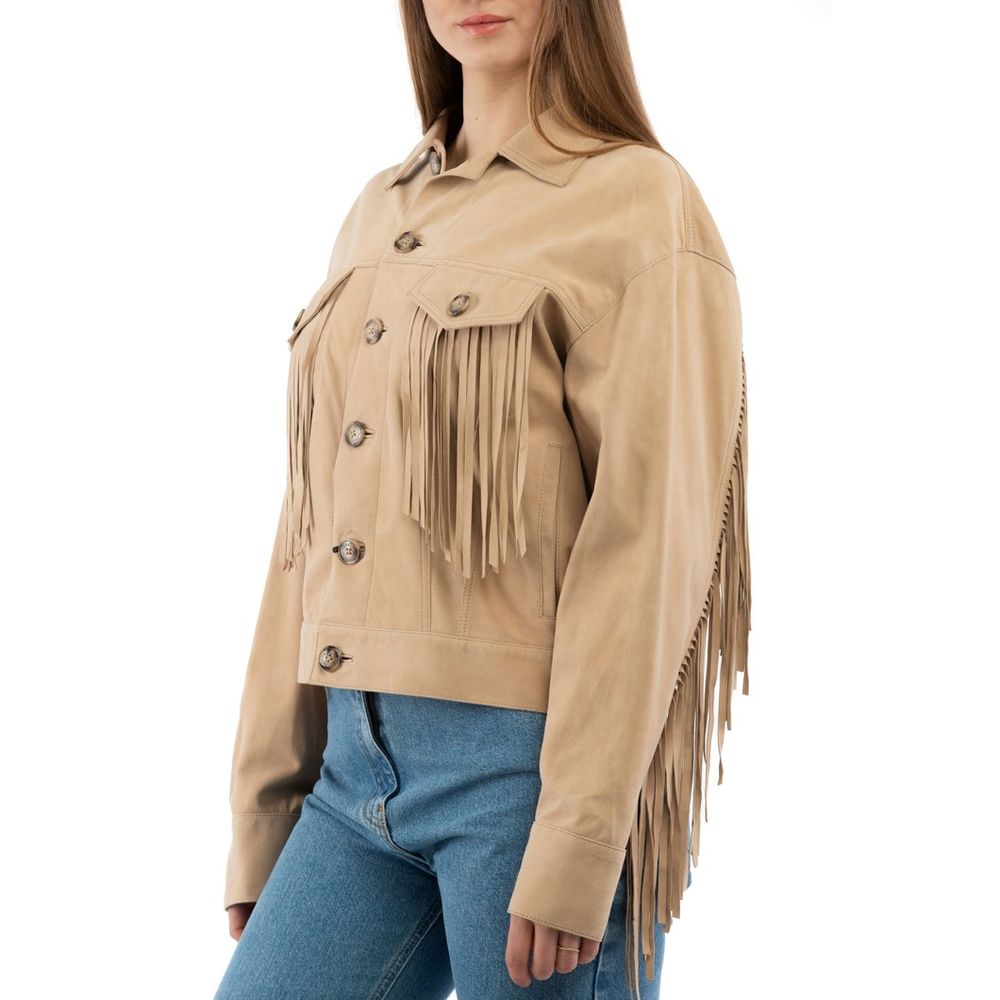 Moschino Beige Baumwoll-Lederjacke