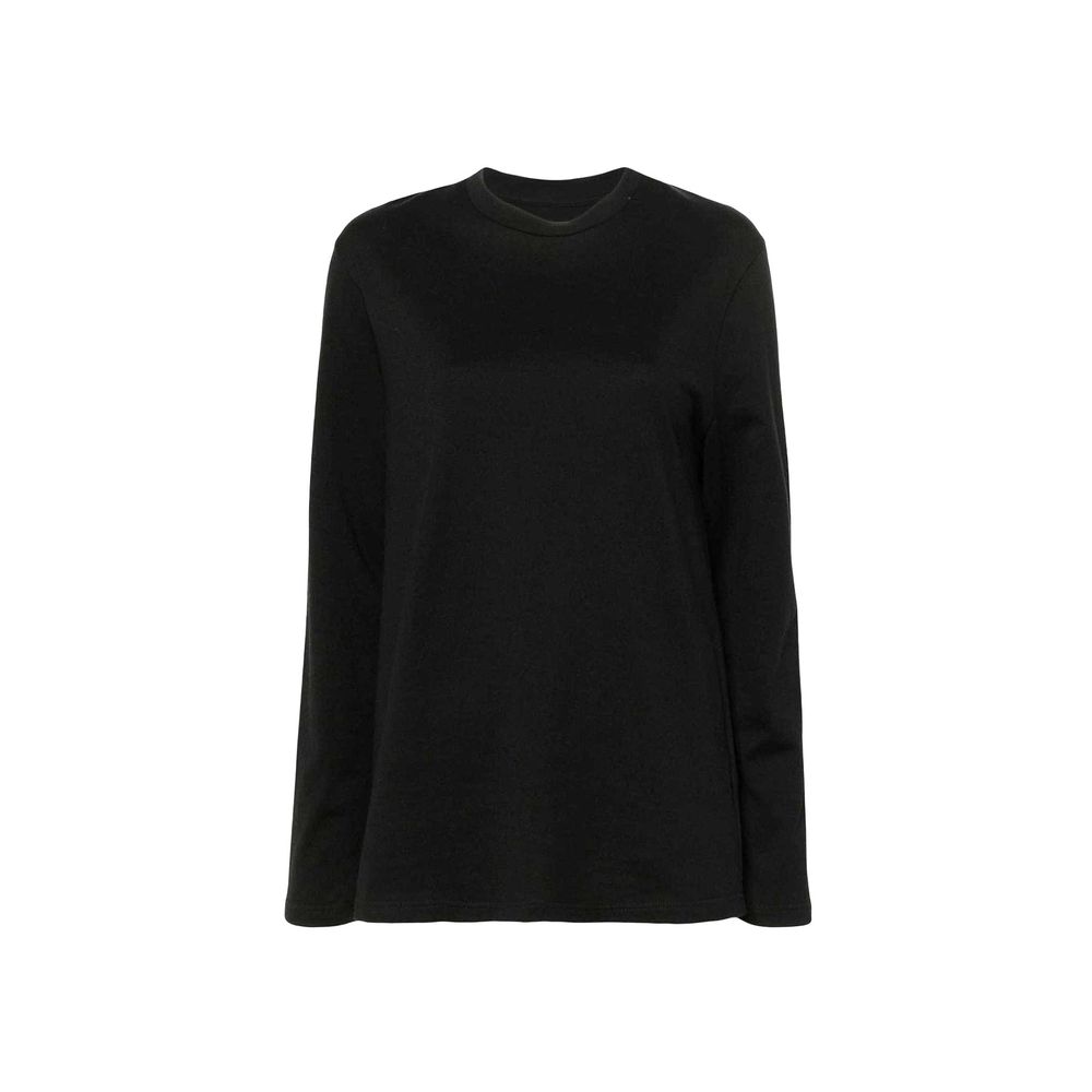 Jil Sander Schwarzes Langarm-T-Shirt aus Baumwolle