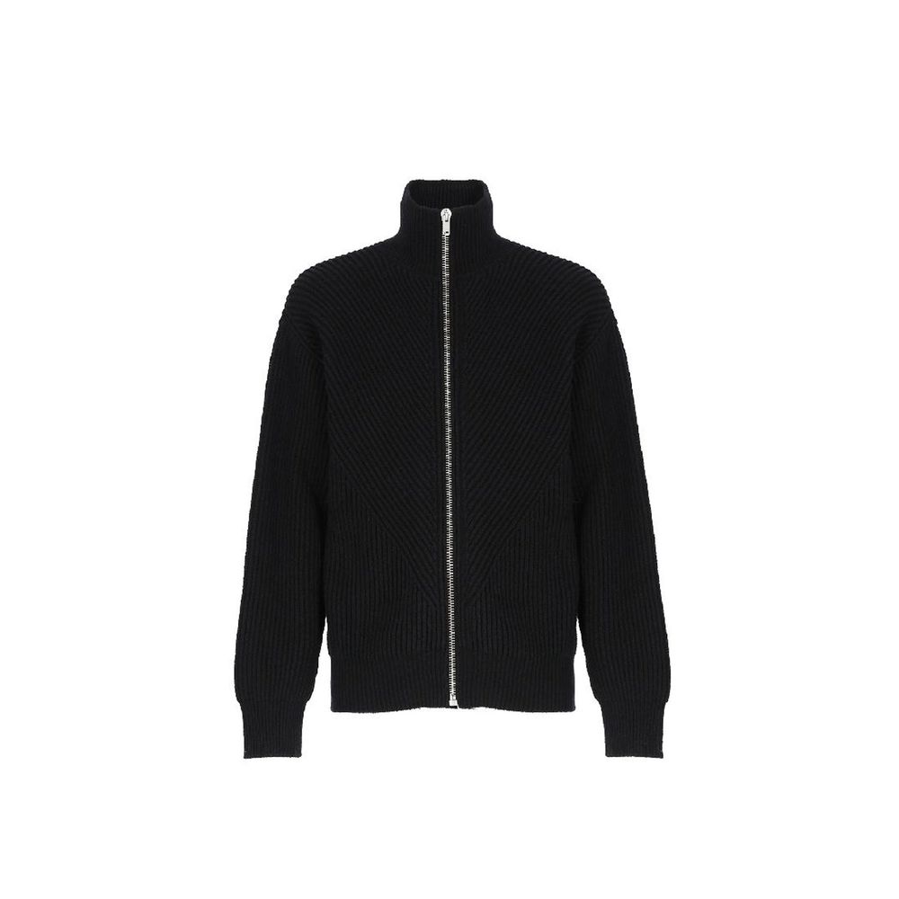Jil Sander Schwarzer Cardigan aus Alpakaleder