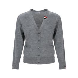 Thom Browne Grauer Cardigan aus reiner Schurwolle