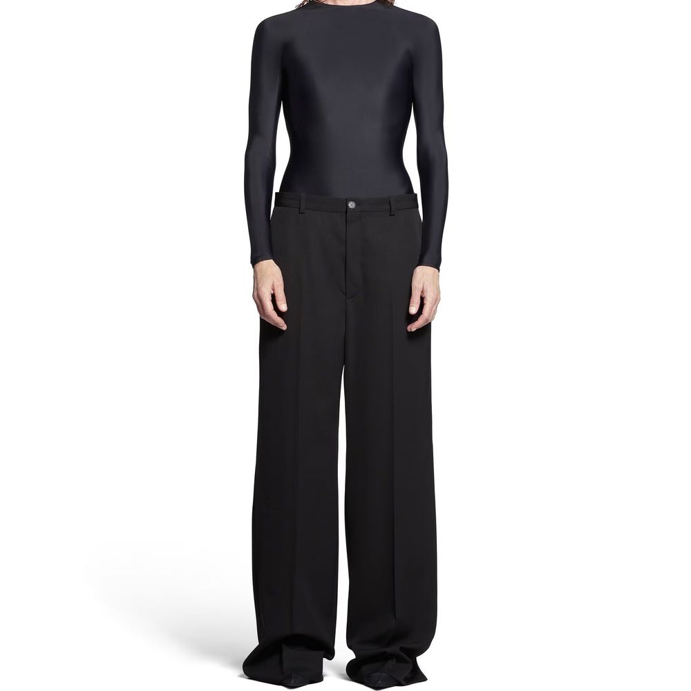 Balenciaga Schwarze Wollhose mit ausgestelltem Bein