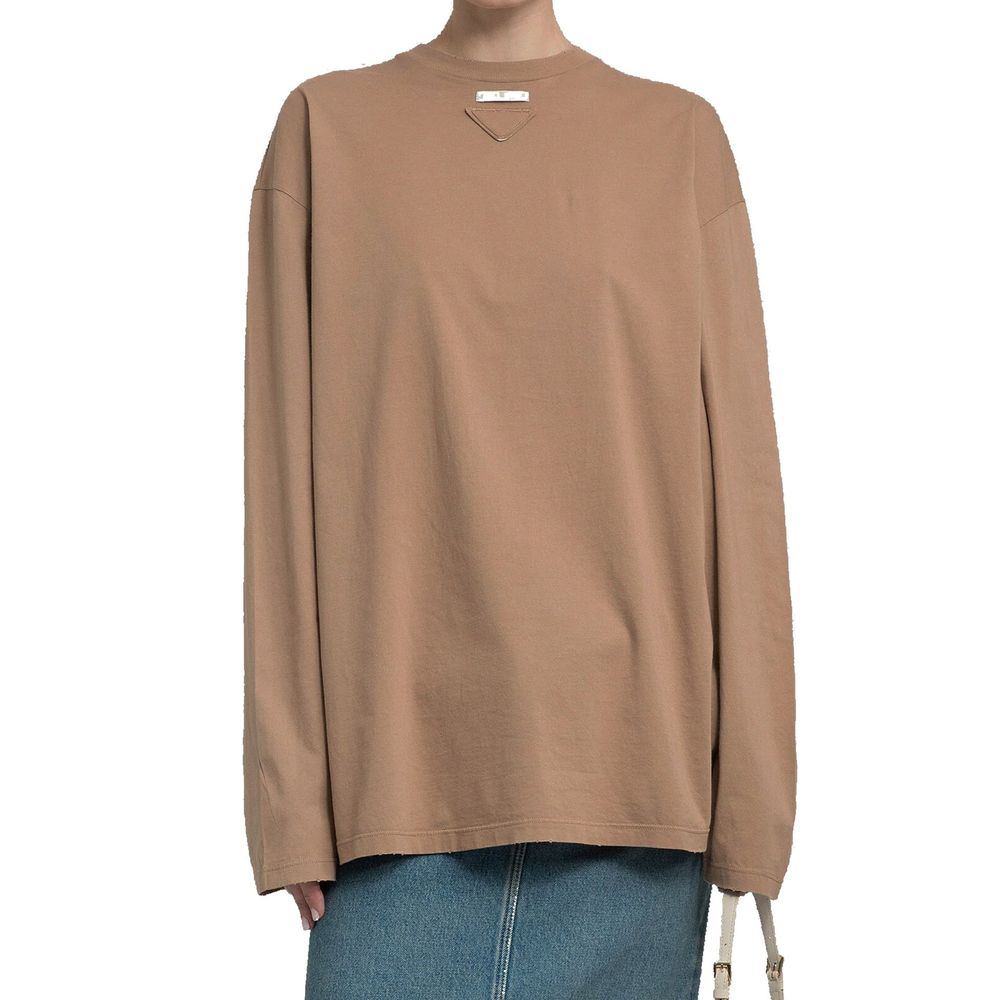 Prada Braunes Baumwoll-Langarmshirt