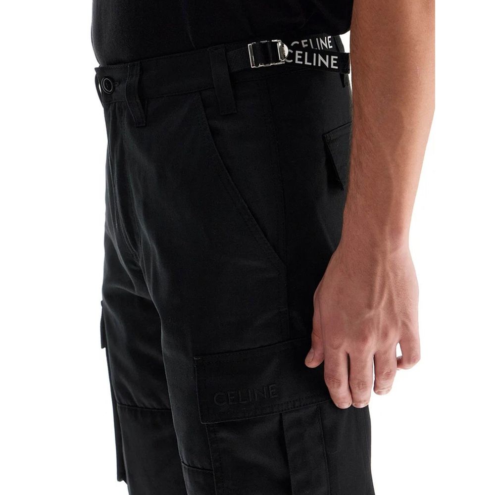 Celine Schwarze Cargo-Hose aus Baumwolle