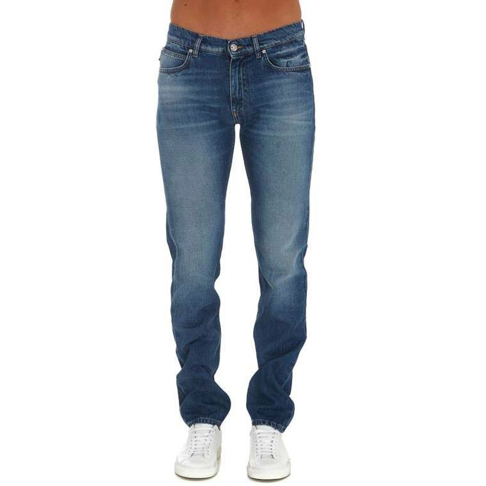 Versace Blaue Jeans aus Baumwolle im geraden Schnitt