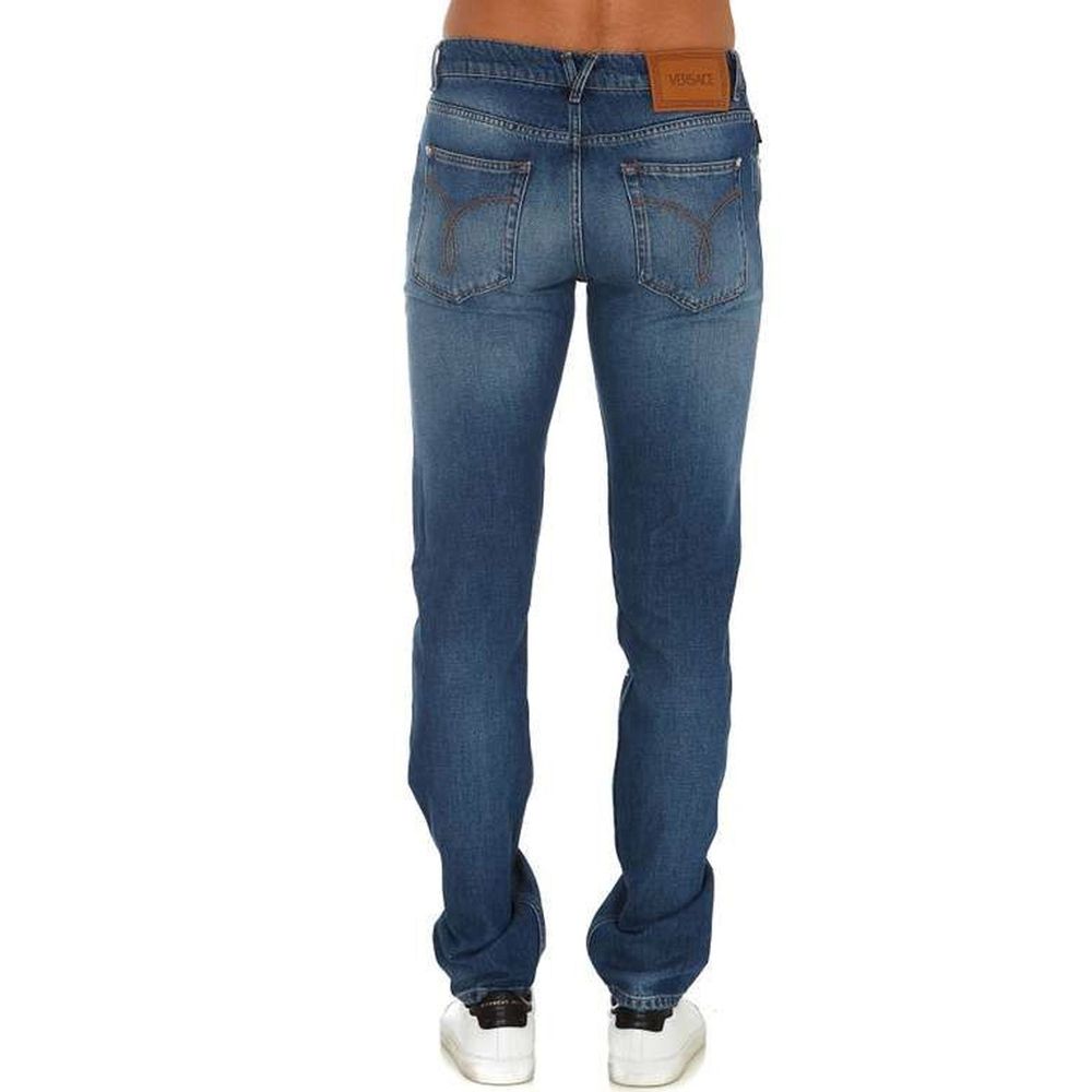 Versace Blaue Jeans aus Baumwolle im geraden Schnitt