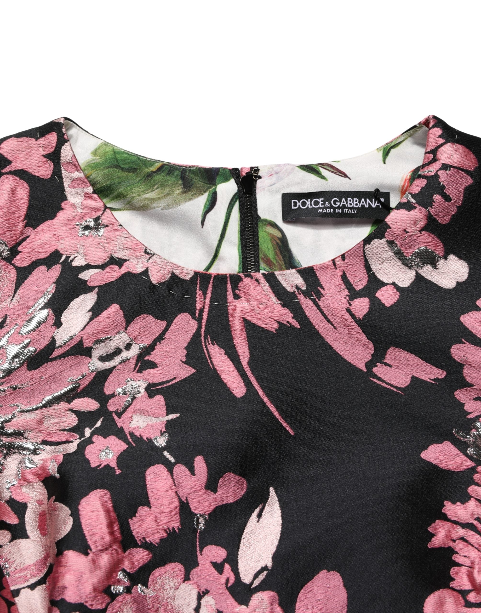 Dolce & Gabbana Mehrfarbiges Blumen-Brocaded-Minikleid in A-Linie