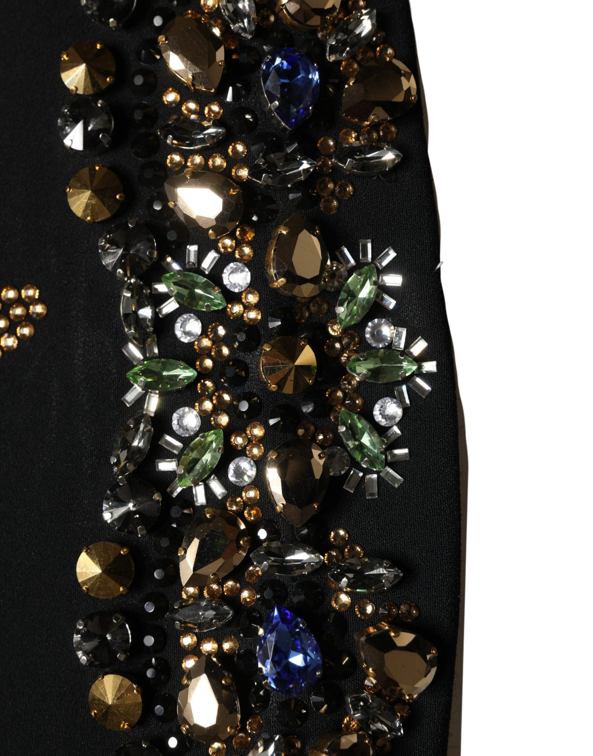 Dolce & Gabbana Schwarzes ärmelloses Kleid mit Blumenstickerei und Perlenbesatz