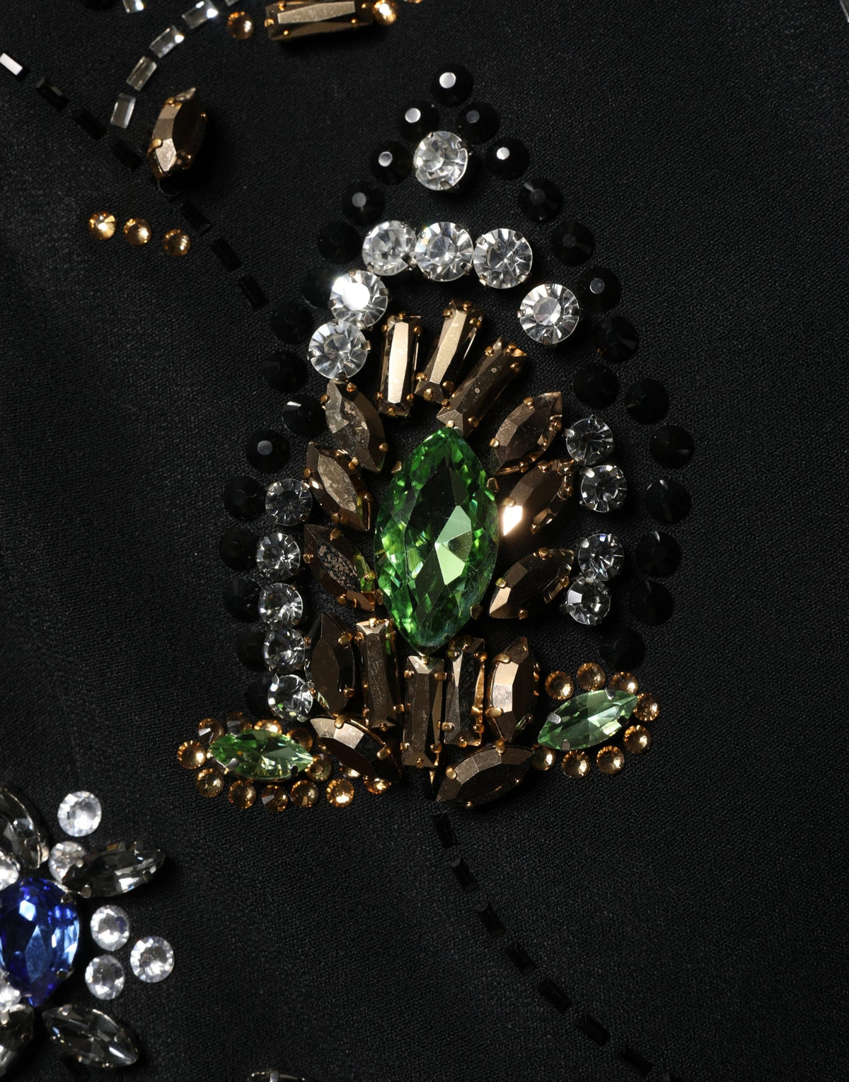 Dolce & Gabbana Schwarzes ärmelloses Kleid mit Blumenstickerei und Perlenbesatz