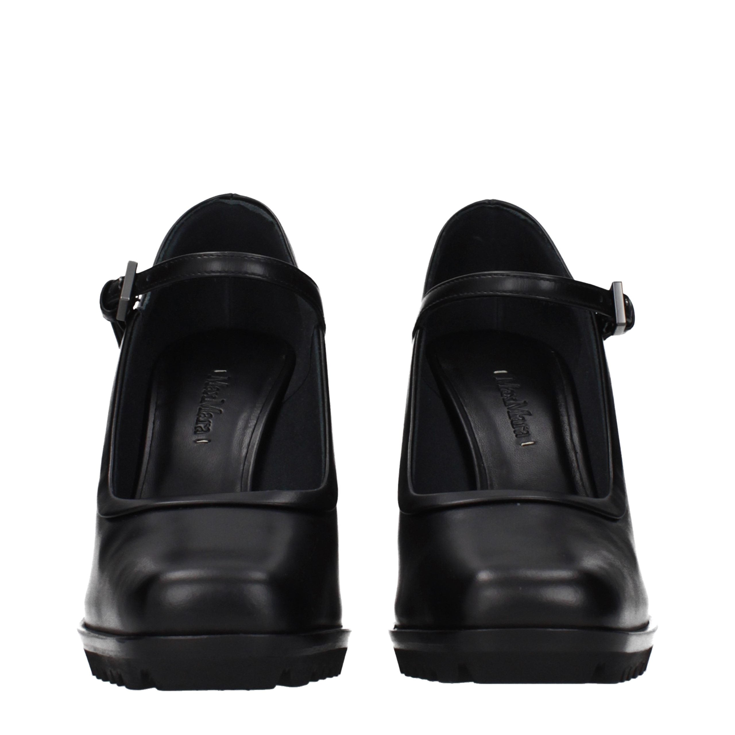 Max Mara Schwarze Leder Pumps mit hohem Absatz