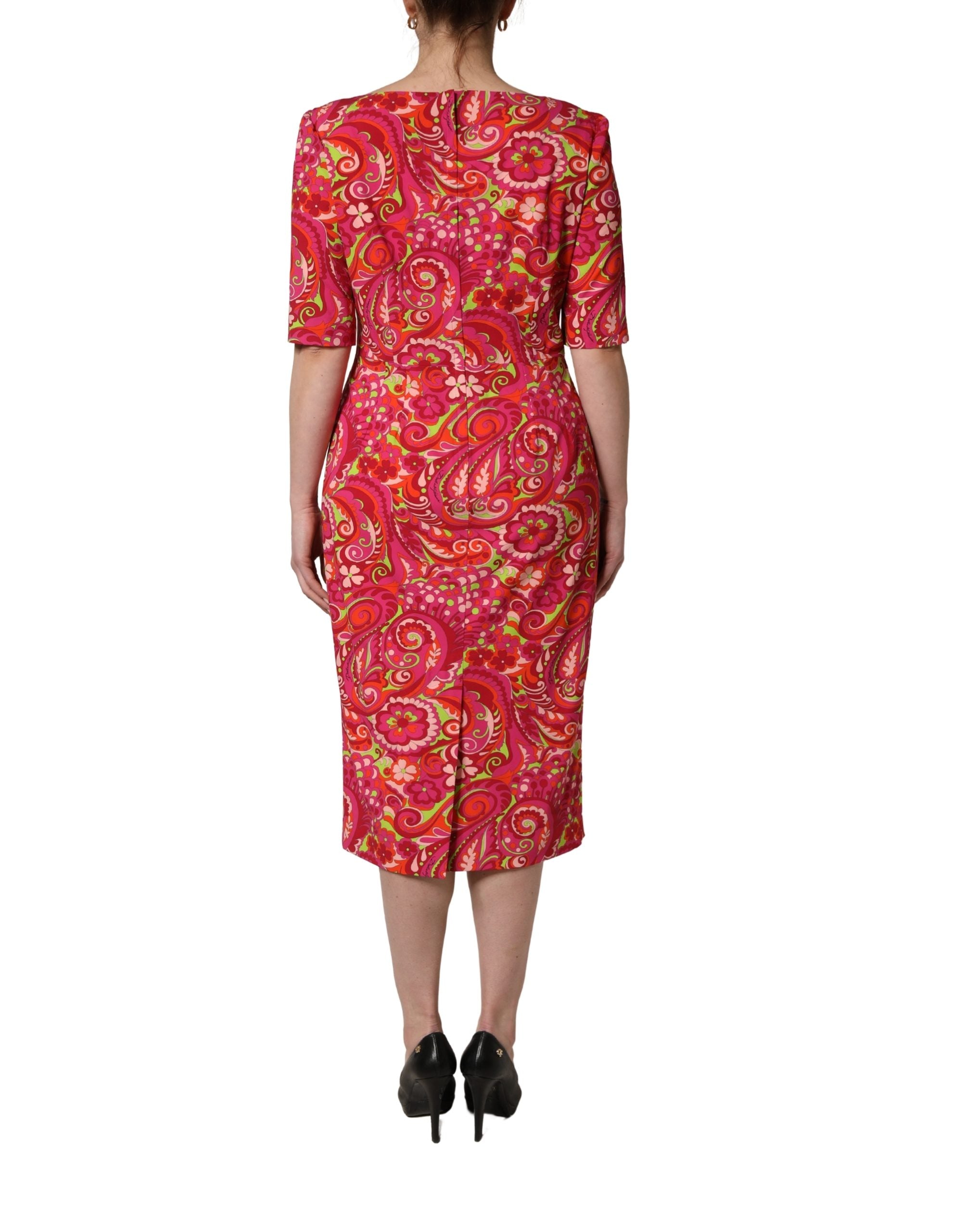 Dolce & Gabbana Rotes Maxikleid mit Paisley- und Blumenprint
