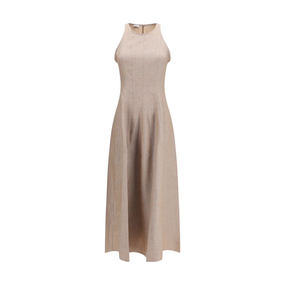 Brunello Cucinelli Beige Leinen-Freizeitkleid