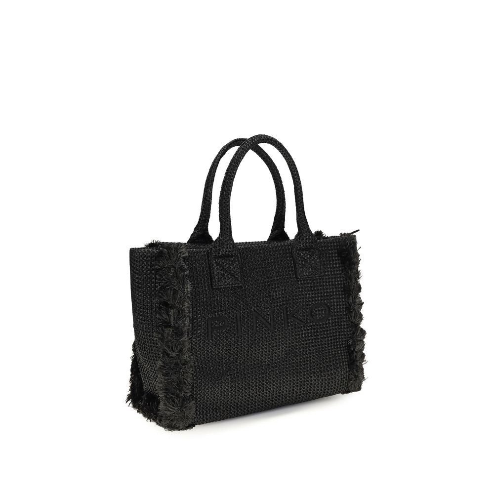 PINKO Schwarze Raffia-Umhängetasche