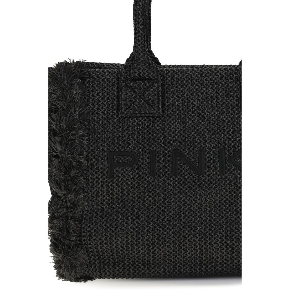 PINKO Schwarze Raffia-Umhängetasche
