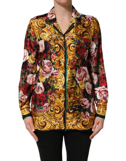 Dolce & Gabbana Mehrfarbiges Blumen-Langarmhemd mit Knopfleiste