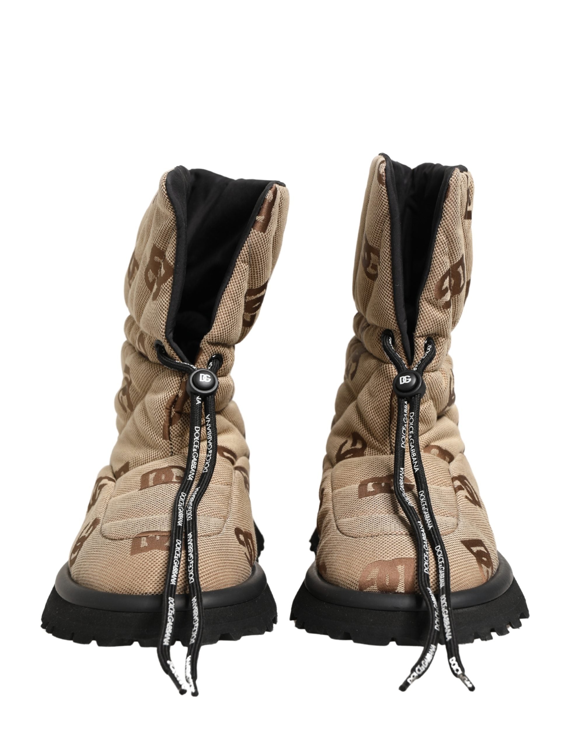 Dolce & Gabbana Braune Schnürstiefel mit Logo-Print
