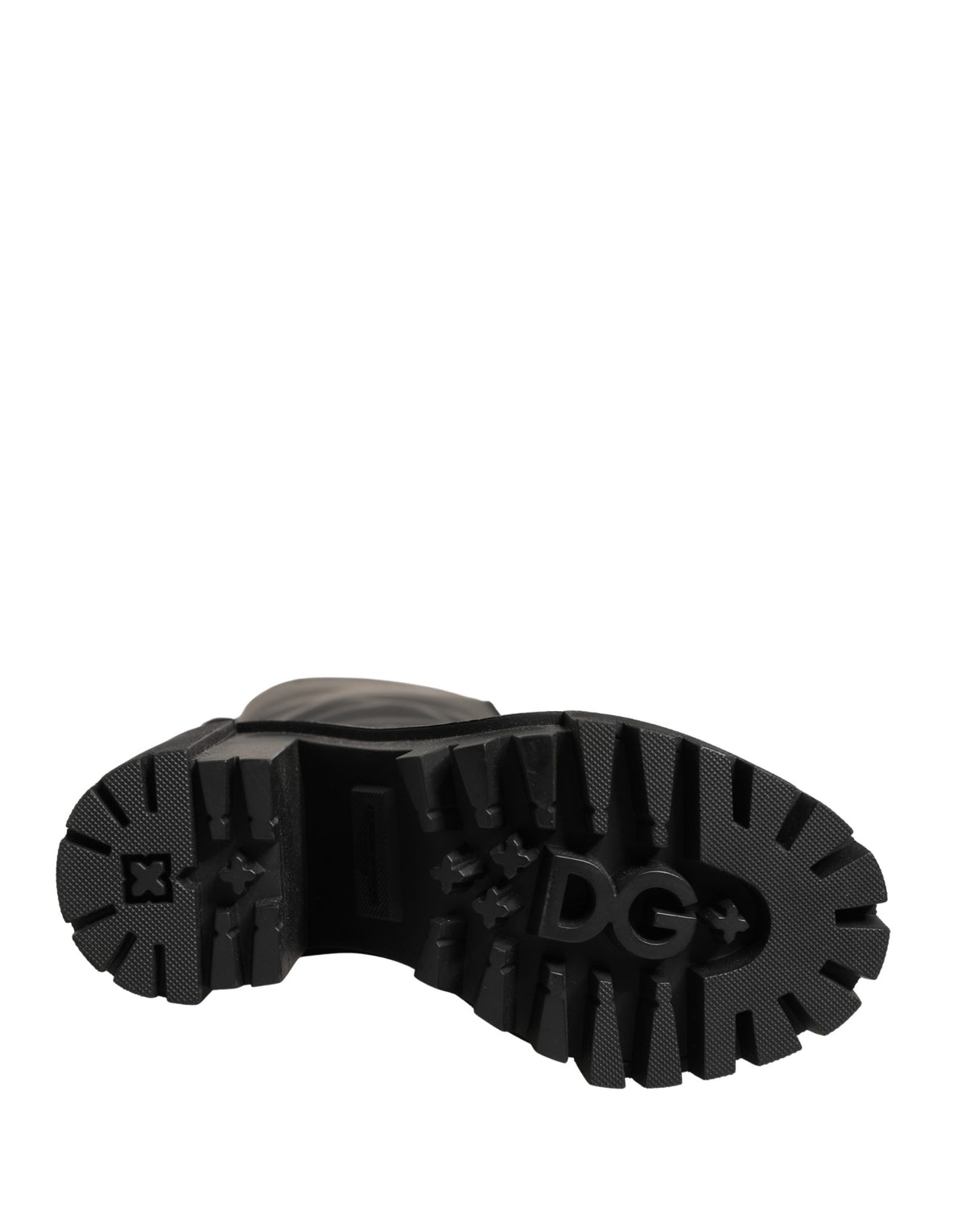 Dolce & Gabbana Schwarze Gummierte Leder High Boots Schuhe