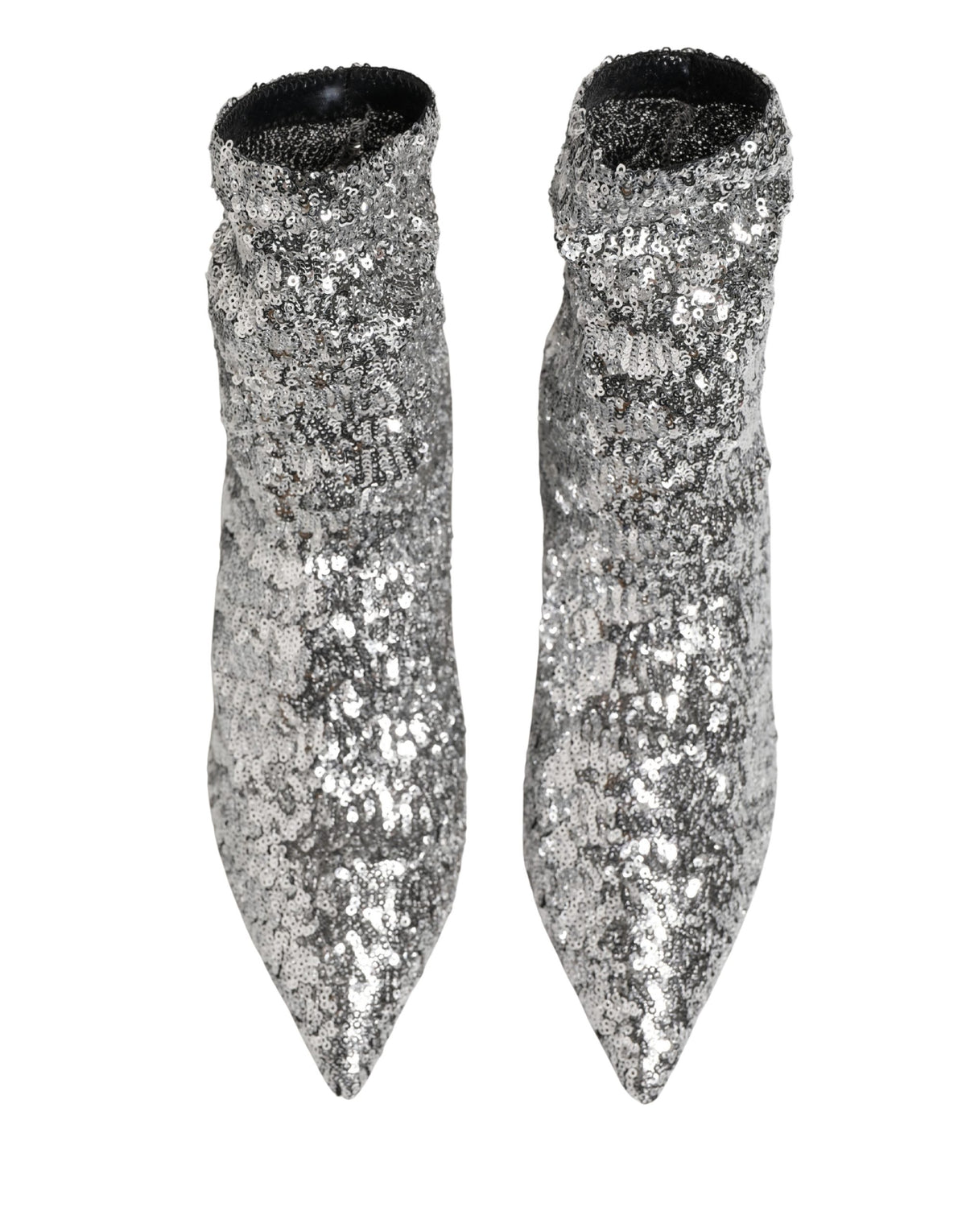 Dolce & Gabbana Kurze Stiefel mit silbernen Pailletten und Stretch-Anteil