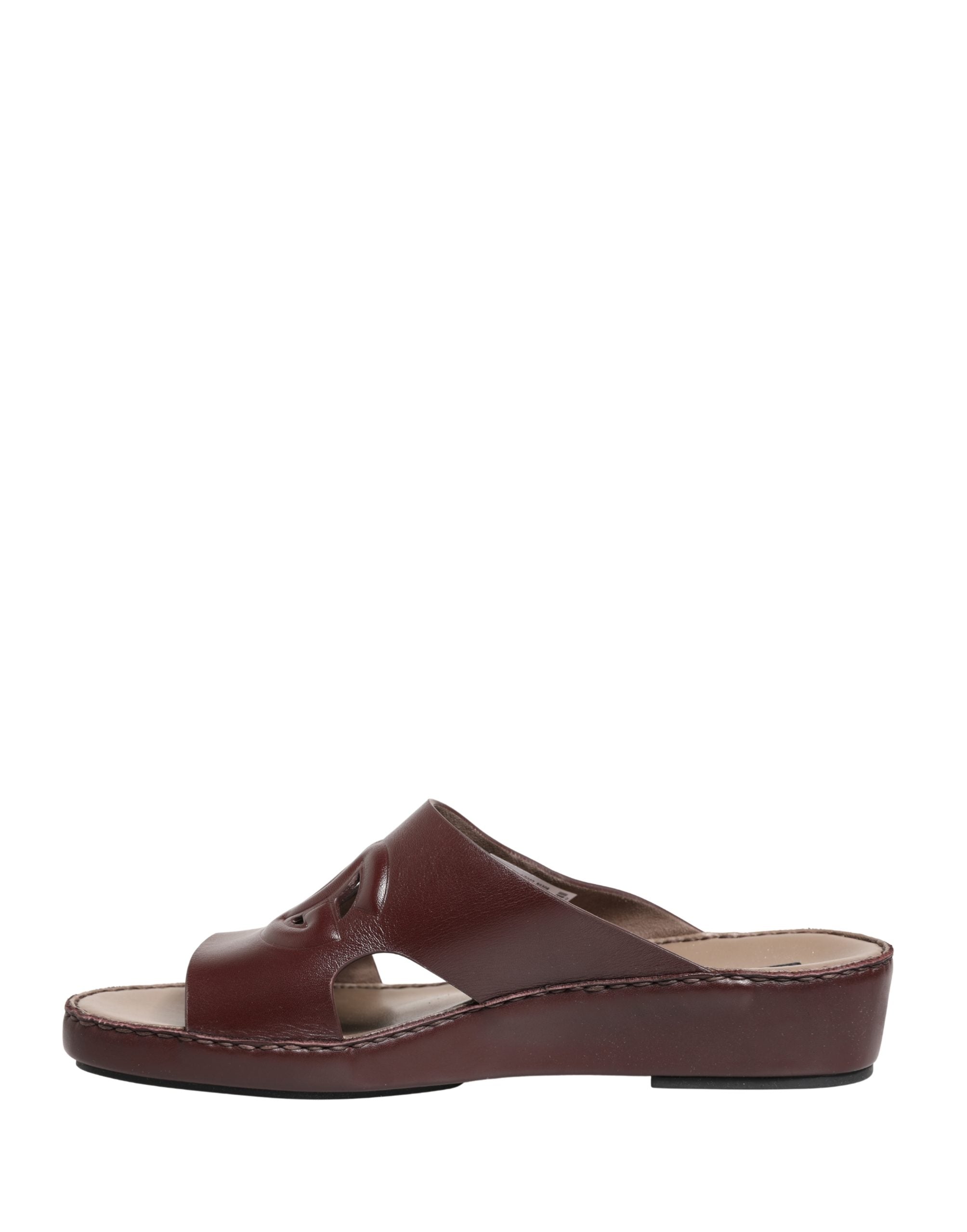 Dolce & Gabbana Maroon Leder Cutout DG Logo Sandalen Schuhe
