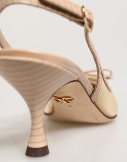 Dolce & Gabbana Beige Lori Mesh Leder Slingback Pumps