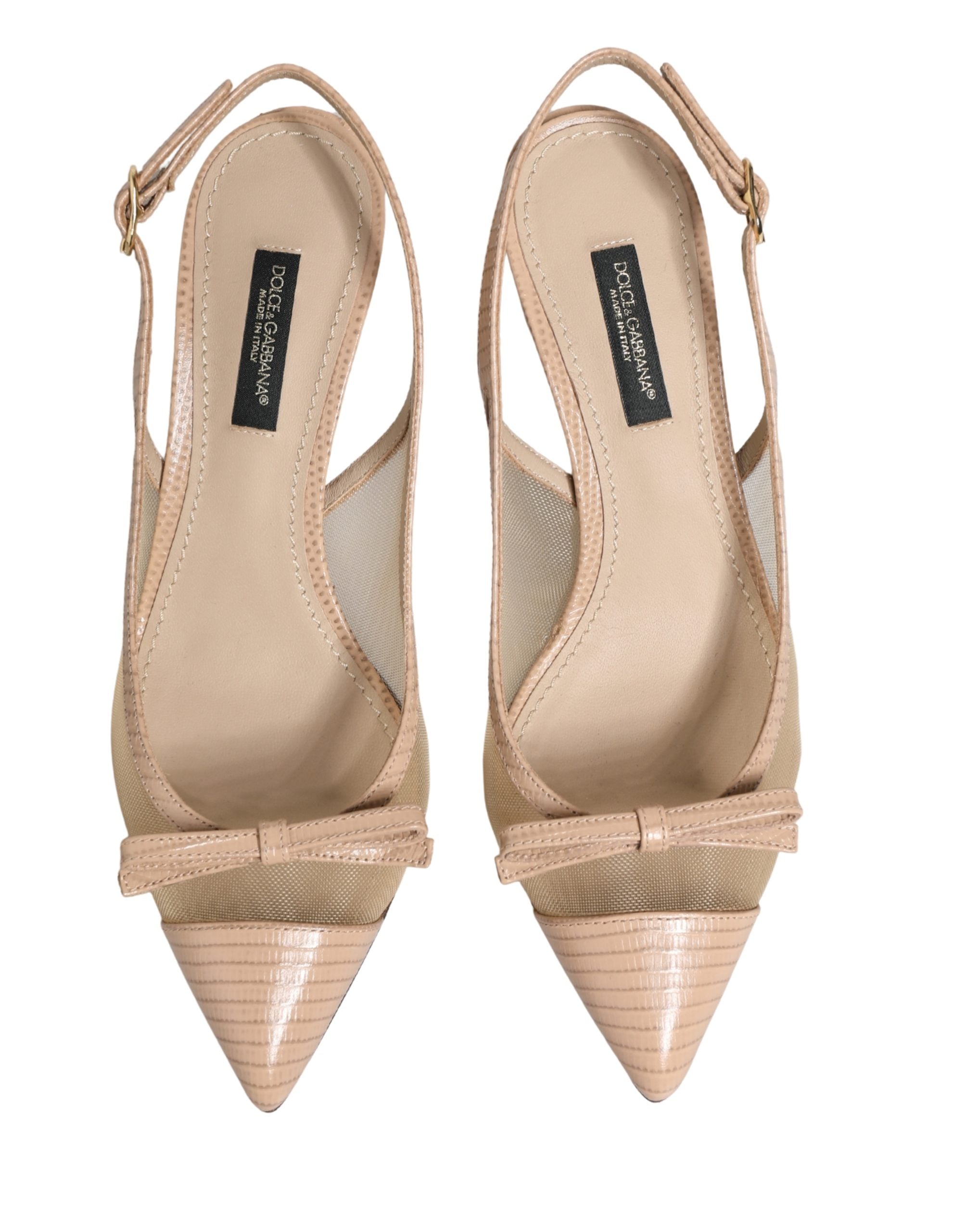 Dolce & Gabbana Beige Lori Mesh Leder Slingback Pumps