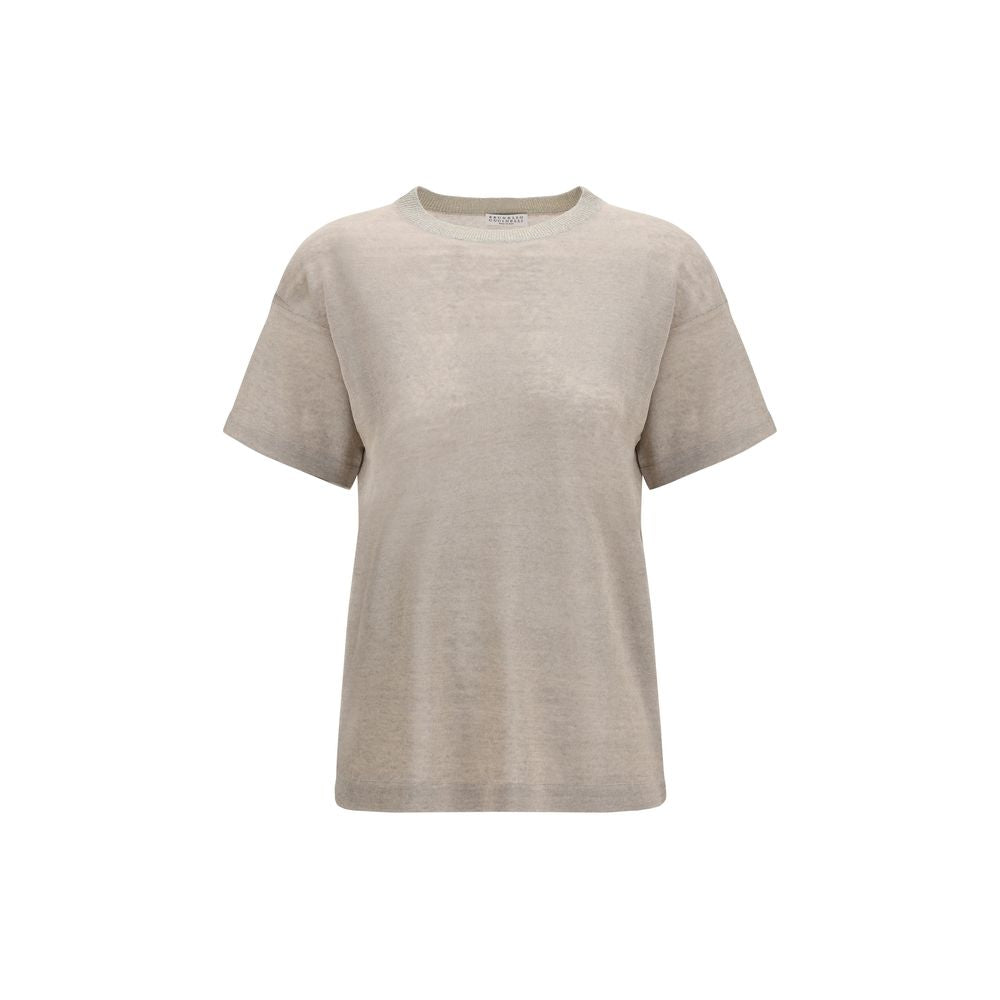 Brunello Cucinelli Beige Leinen-T-Shirt