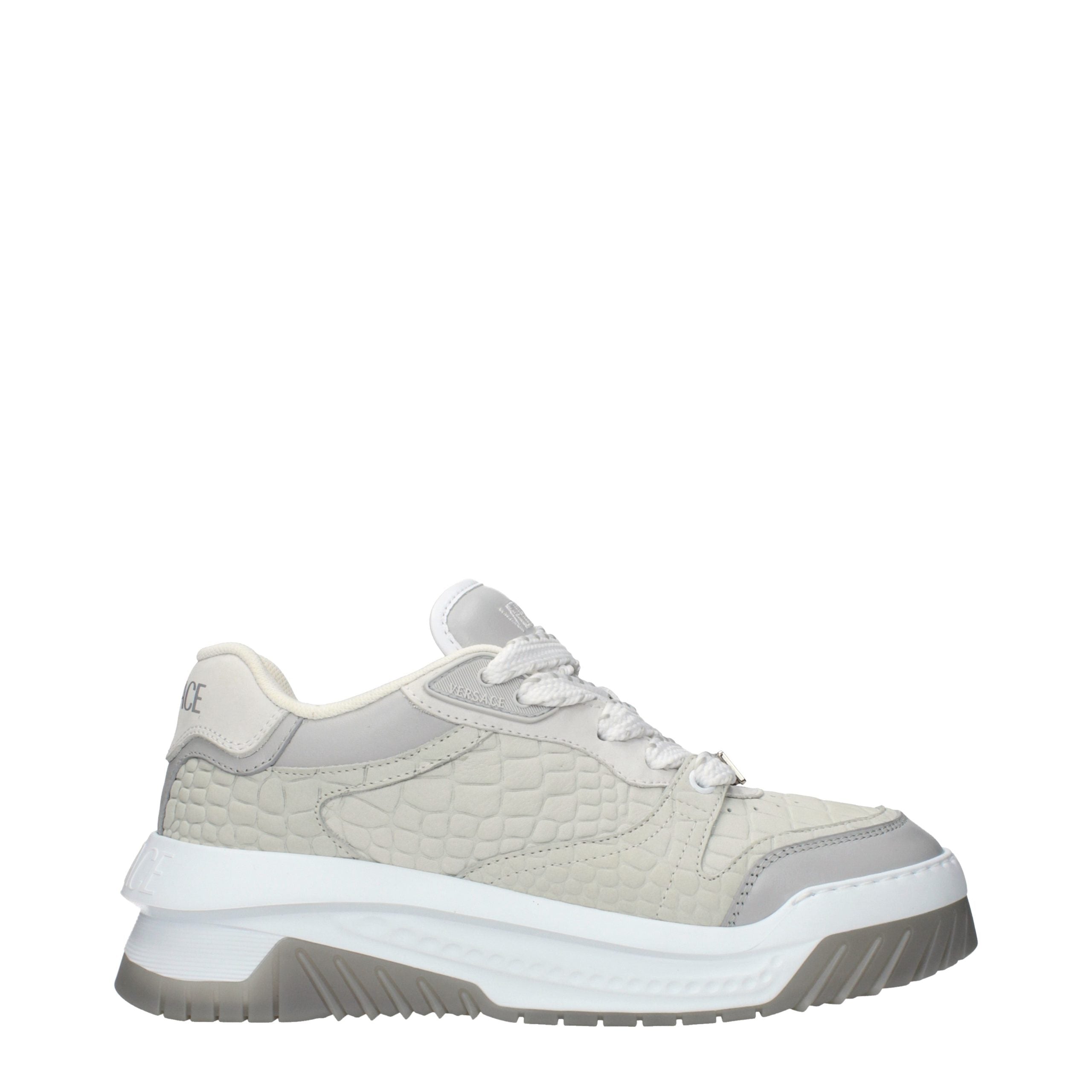 Versace Graue Leder Low-Top-Sneaker