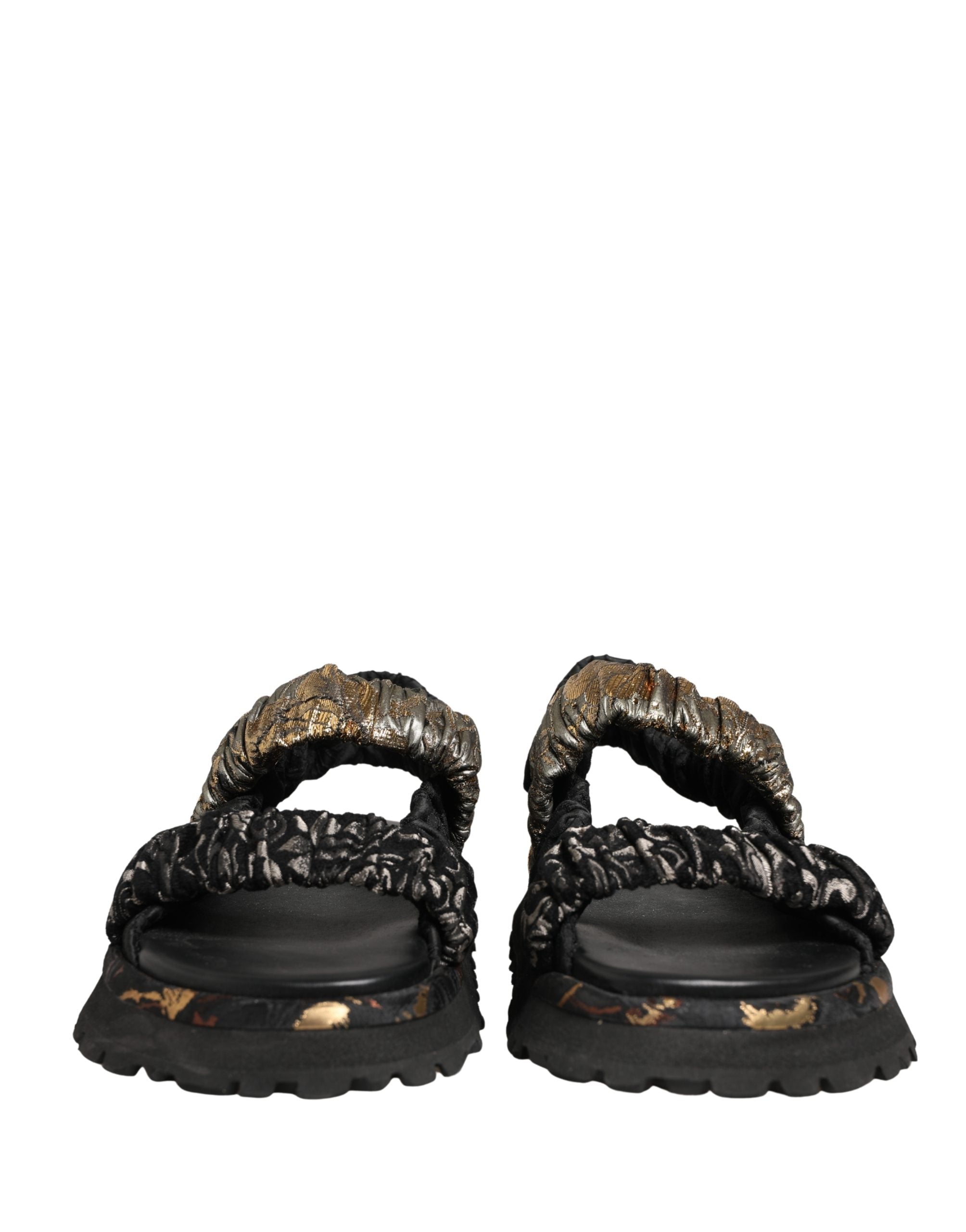 Dolce & Gabbana Schwarze flache Sandalen mit Raffungen für Herren