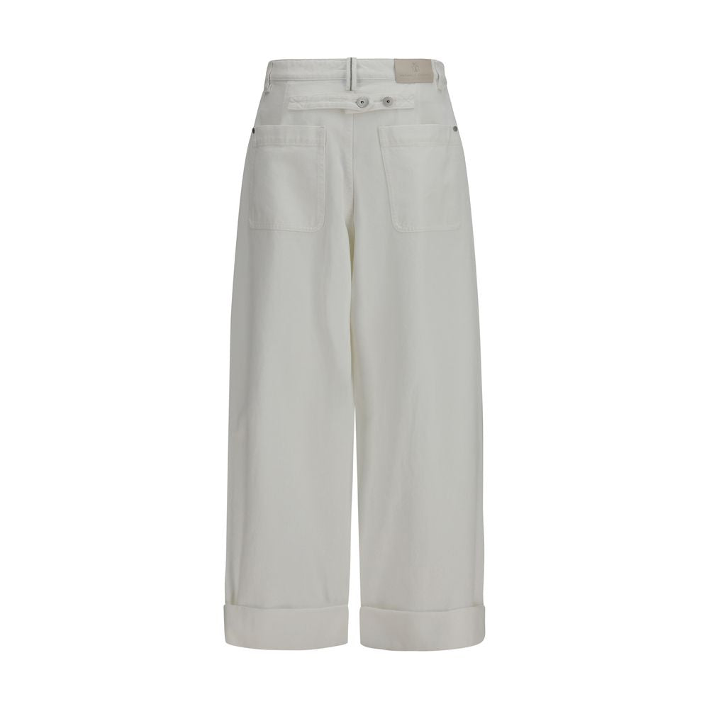 Brunello Cucinelli Weiße Baumwollhose im Casual-Look