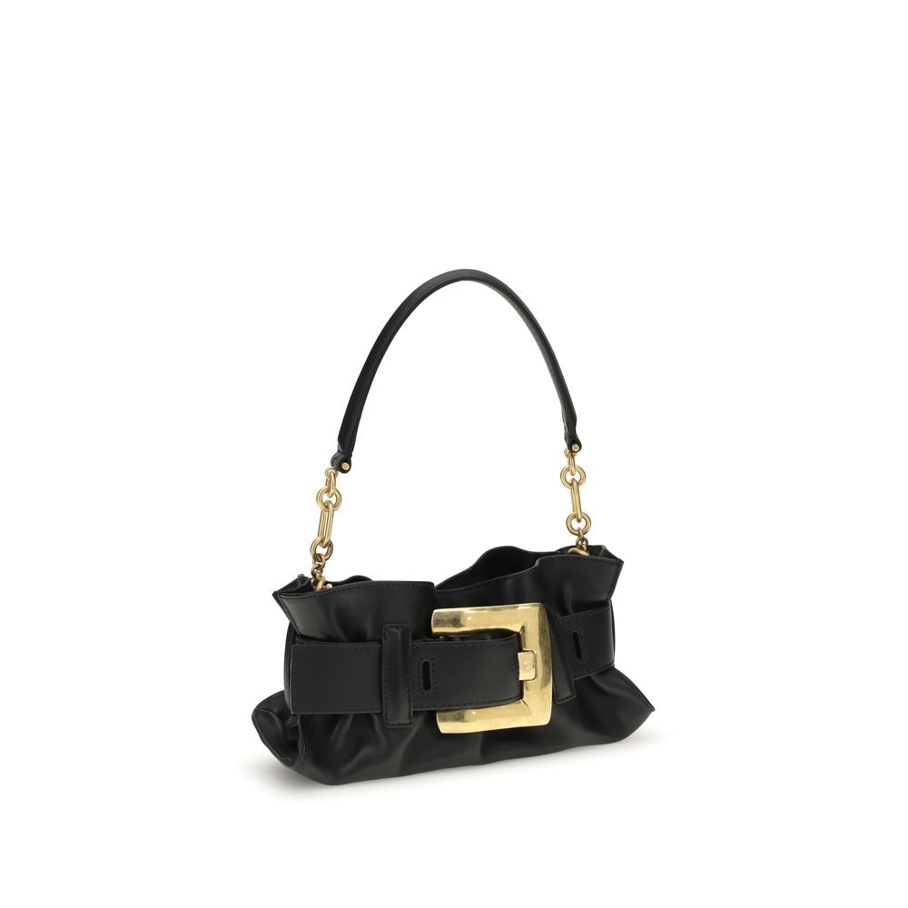 Balmain Schwarze Bos Taurus Kalbsleder Schultertasche