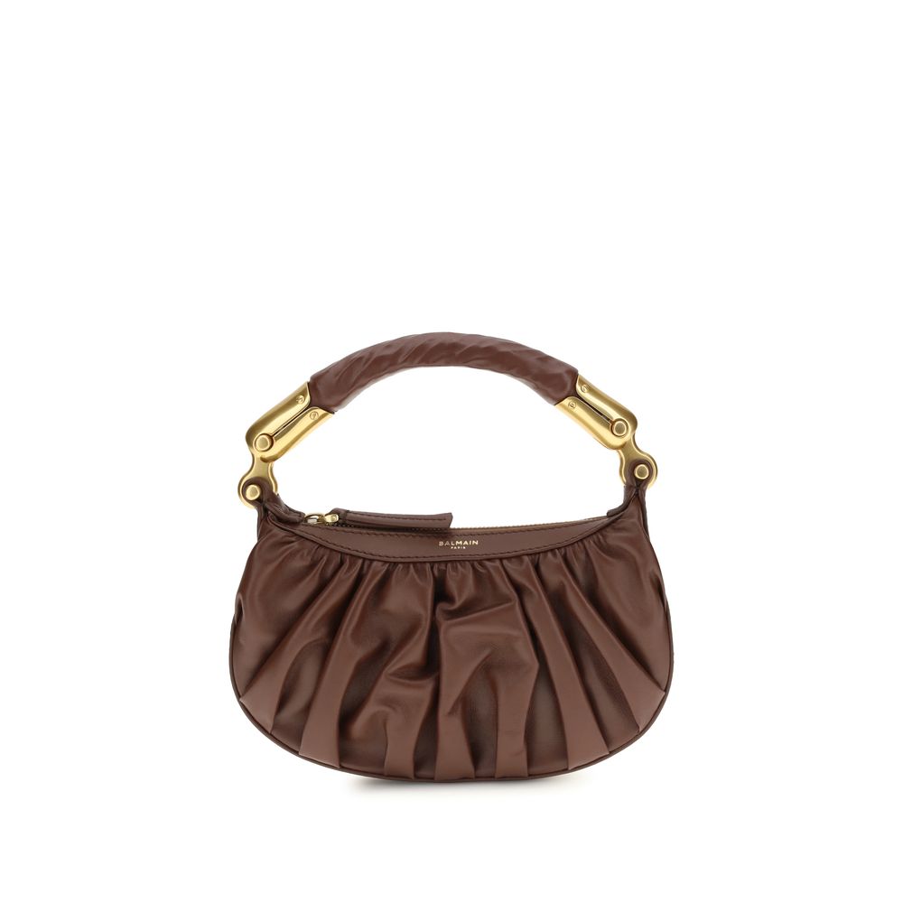 Balmain Braune Kalbsleder Bos Taurus Schultertasche
