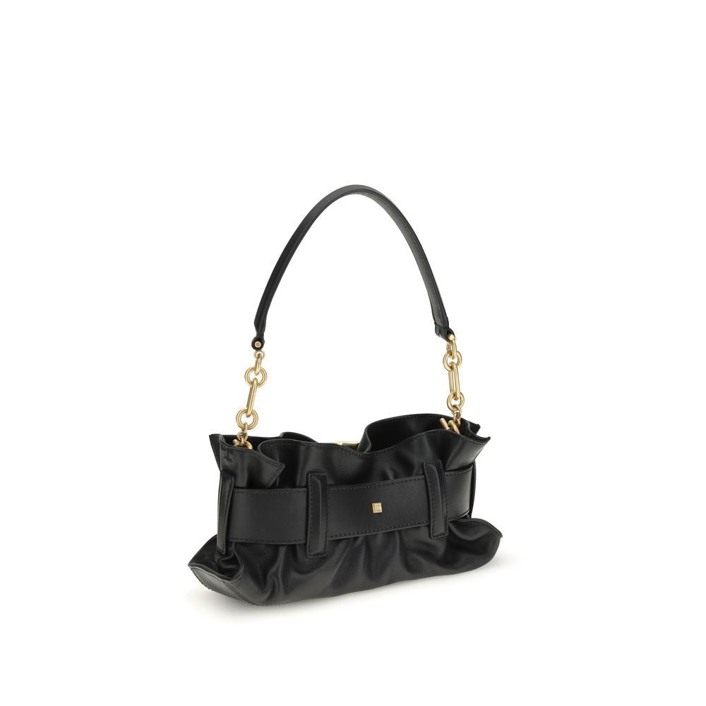 Balmain Schwarze Bos Taurus Kalbsleder Schultertasche