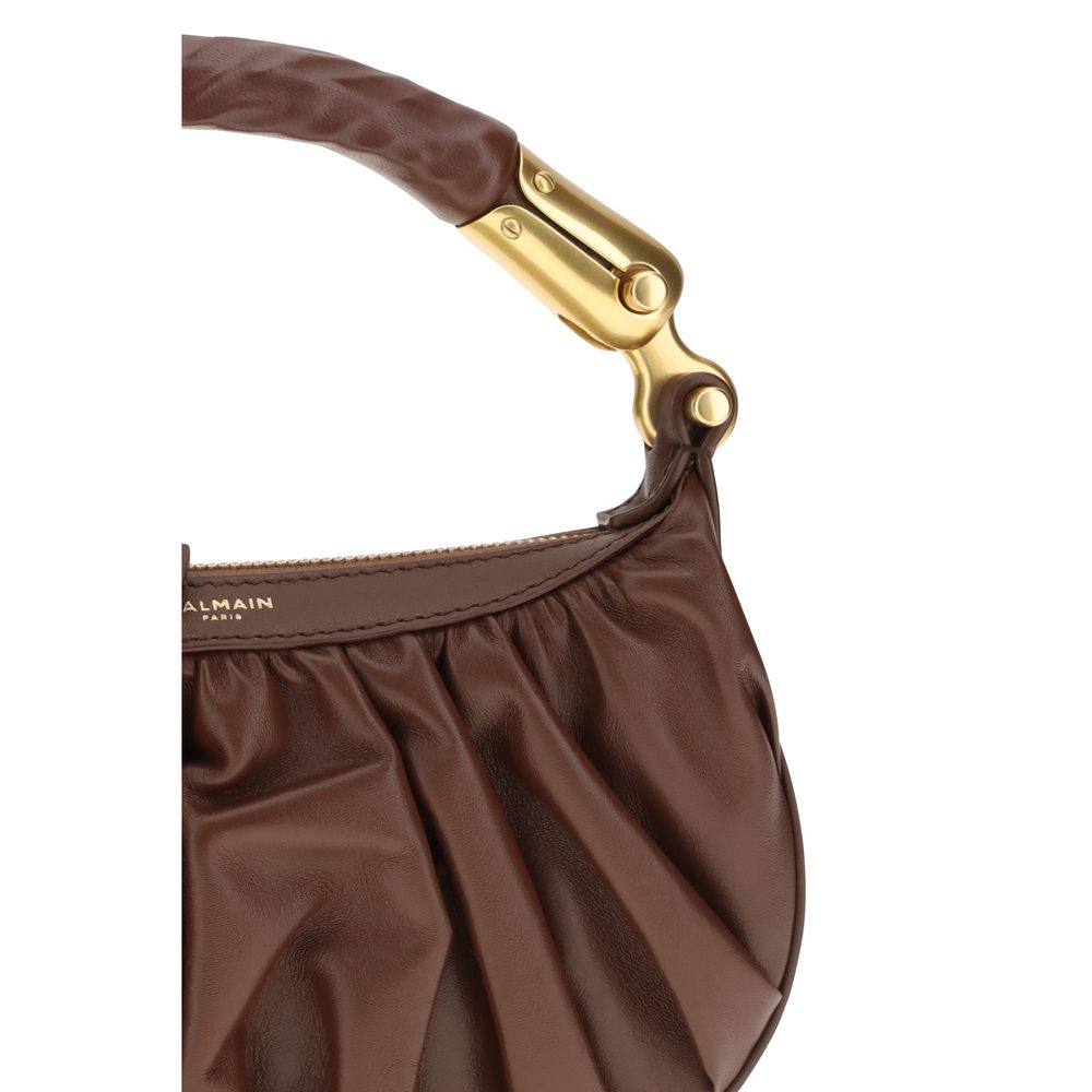 Balmain Braune Kalbsleder Bos Taurus Schultertasche