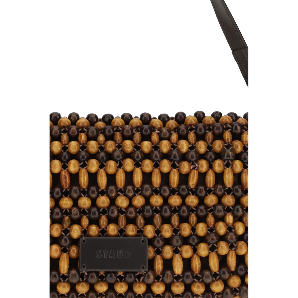 Staud Schultertasche aus braunem Holz