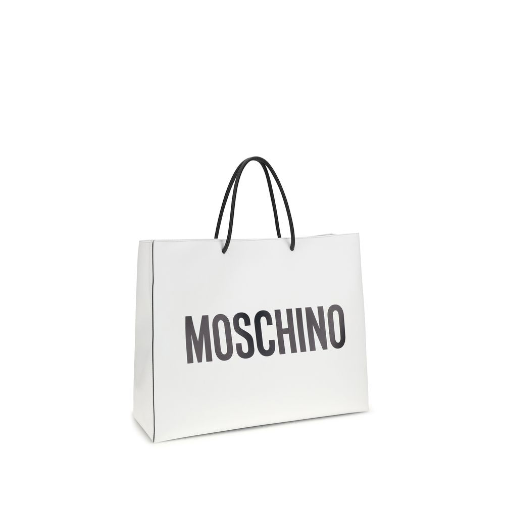 Moschino Weiße Kalbsleder Bos Taurus Handtasche