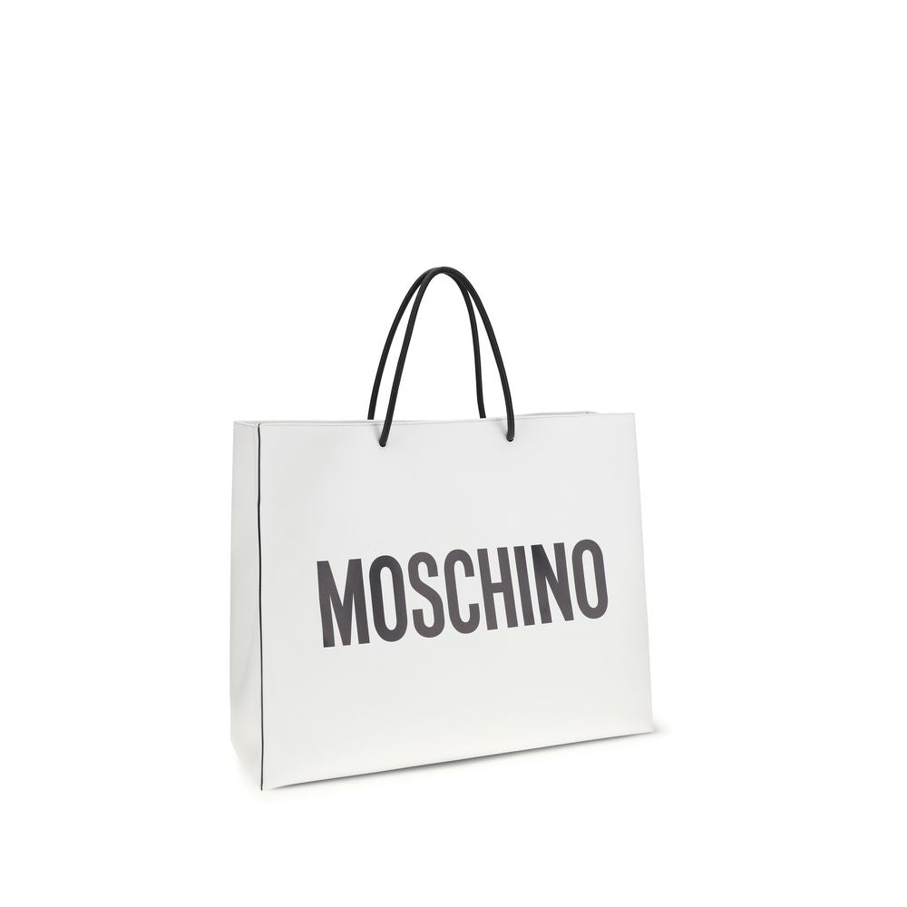 Moschino Weiße Kalbsleder Bos Taurus Handtasche