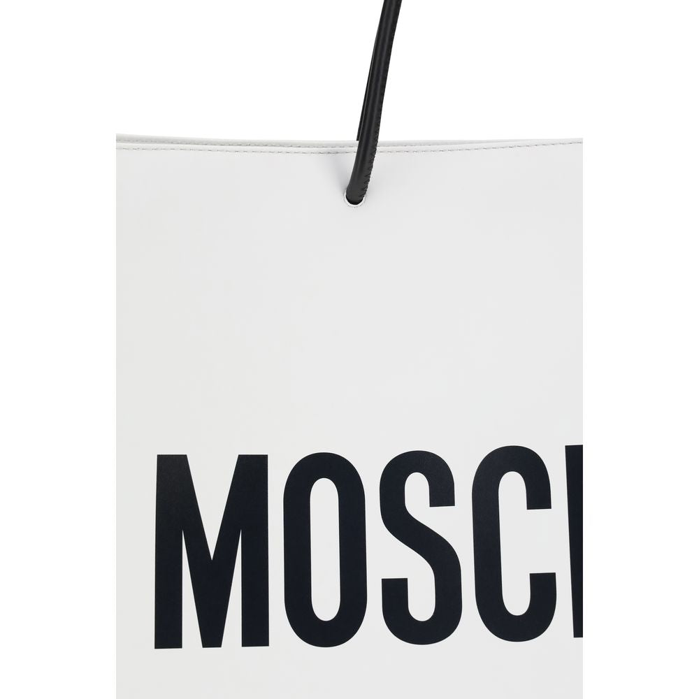 Moschino Weiße Kalbsleder Bos Taurus Handtasche