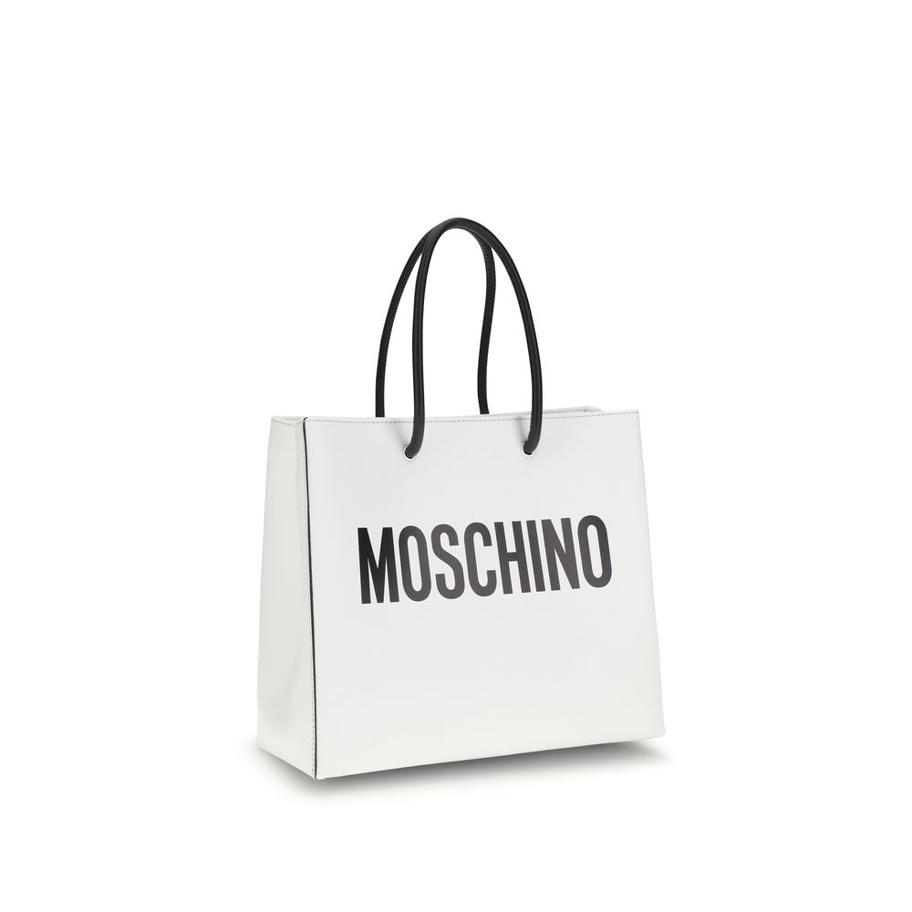 Moschino Weiße Kalbsleder Bos Taurus Handtasche