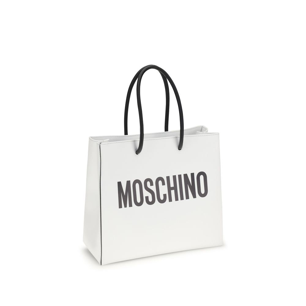 Moschino Weiße Kalbsleder Bos Taurus Handtasche