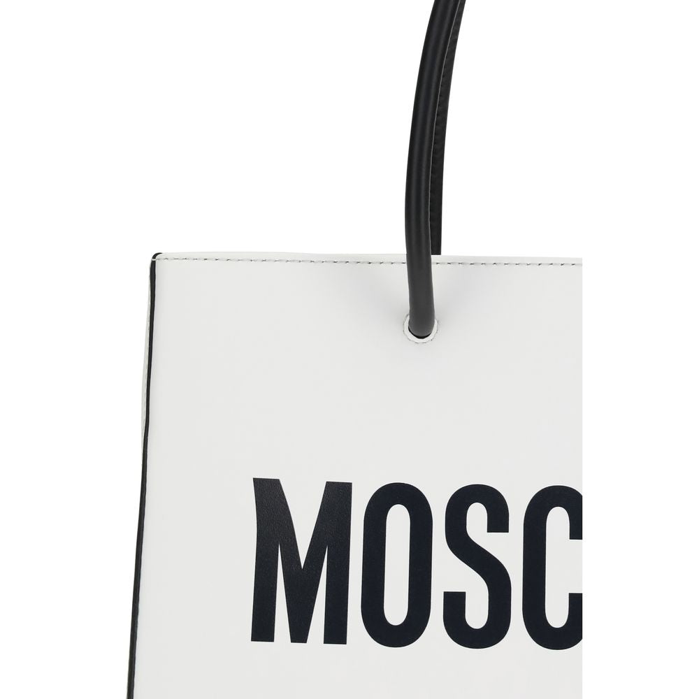 Moschino Weiße Kalbsleder Bos Taurus Handtasche