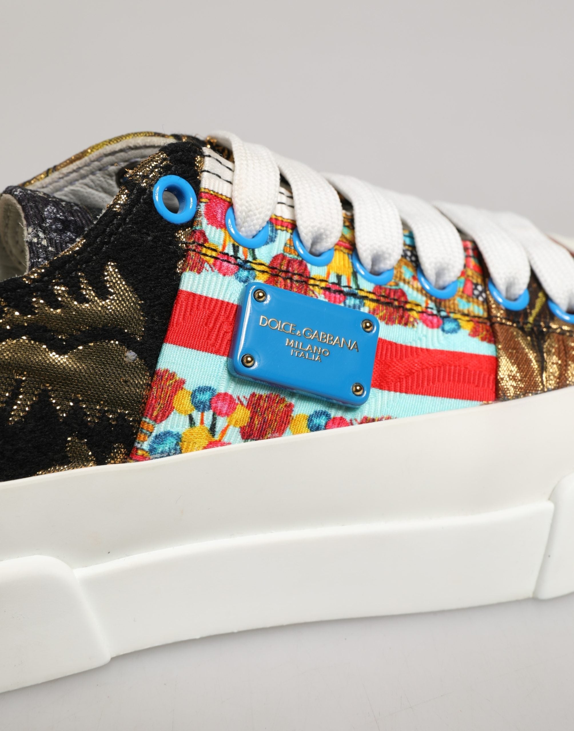 Dolce & Gabbana Multicolor Patchwork Low Top Sneakers Schuhe