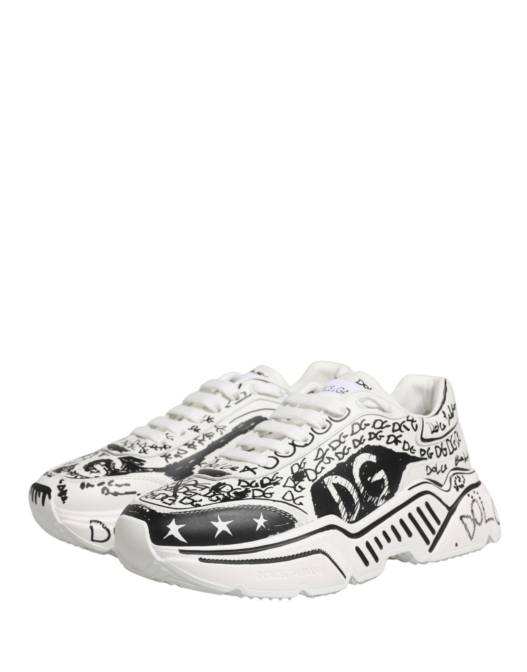 Dolce & Gabbana Weiße Daymaster Graffiti Low-Top Sneaker Schuhe